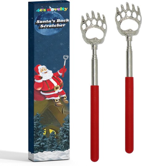 4E's Novelty 2-Pack Extendable Back Scratchers for Adults, Telescopic Bear Claw Scratchers with Non-Slip Grip, Christmas Stocking Stuffer Gift Idea for Men & Women, Portable Back Relief Tool